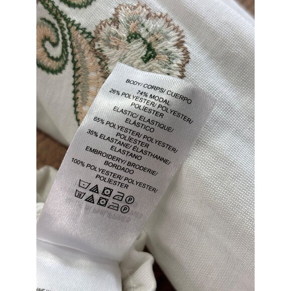 Lucky Brand Womens Embroidered Long Sleeve Peasant Top L Modal & Polyester Blend - Picture 5 of 8